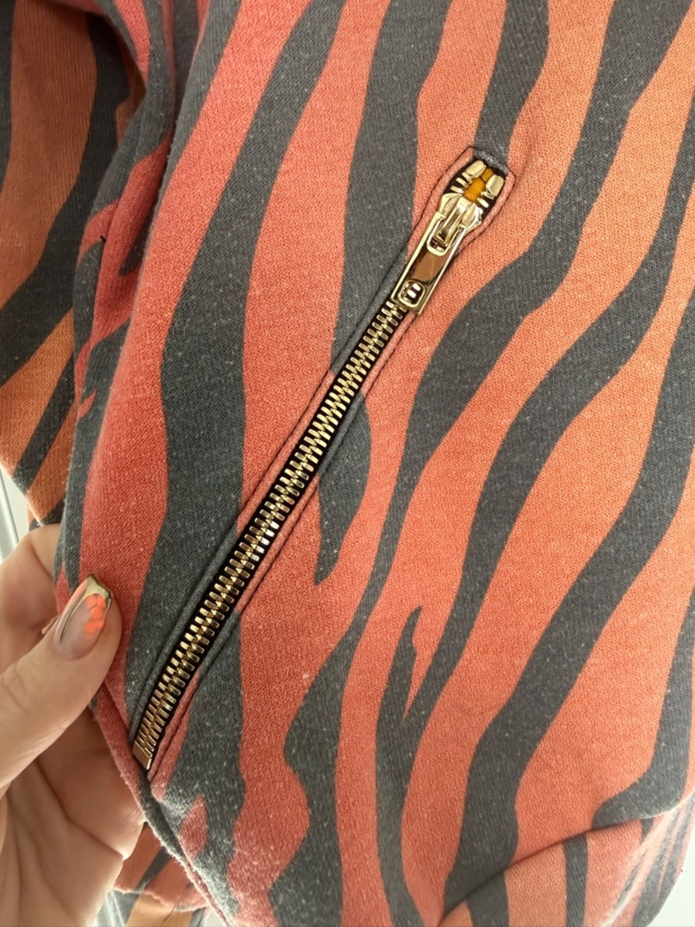 Aviator Nation Classic Velvet Relaxed Zip Hoodie Jacket Orange Tiger Rainbow - Picture 6 of 7